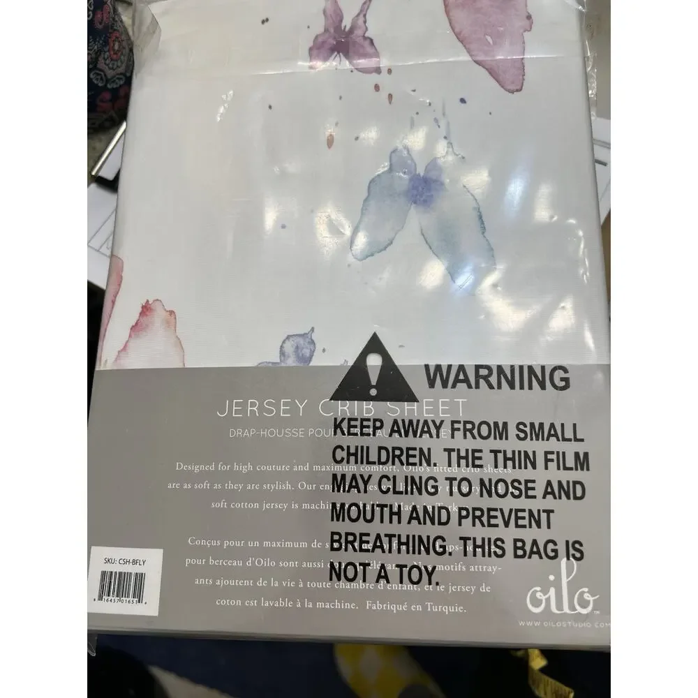 Olio Set/2 Butterfly Jersey Crib Sheets New In Package